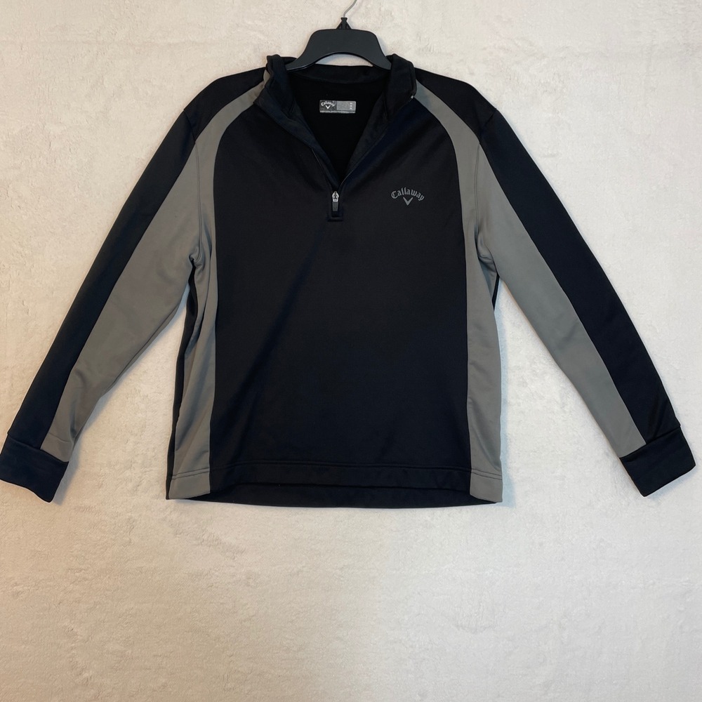 Callaway Golf Pullover Shirt Quarter Zip Black Gray Mens Medium Lightweight